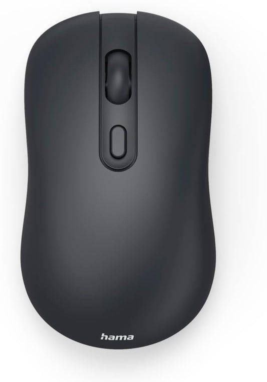 Hama WM-200 Silent Wireless Mouse | 4-Button Optical Mouse | 1000 DPI | 2.4GHz USB Receiver | Ergonomic Ambidextrous Design | Compatible with PC | Laptop | Windows & Mac | Black