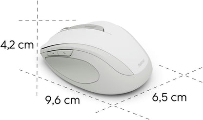 Hama WM-400 Wireless Ergonomic Mouse | 6-Button Optical Quiet Mouse with 2.4 GHz RF | Adjustable DPI | Stowable USB-A Receiver & Eco-Friendly Design