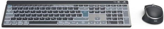 Hama WKM‑750 Multi‑Device Wireless Keyboard & Mouse Set | LED Backlit | 6‑Button Optical Mouse | Multi‑Device Bluetooth & 2.4 GHz RF Connectivity | Rechargeable | Ergonomic Design