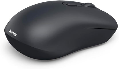 Hama WM-200 Silent Wireless Mouse | 4-Button Optical Mouse | 1000 DPI | 2.4GHz USB Receiver | Ergonomic Ambidextrous Design | Compatible with PC | Laptop | Windows & Mac | Black