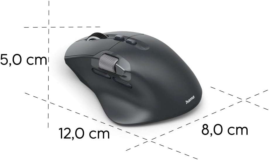 Hama WM-900 Multi-Device Wireless Mouse | 10-Button Radio & Bluetooth Rechargeable Optical Mouse | Ergonomic Right-Handed Design | RGB Lighting & USB-C Charging