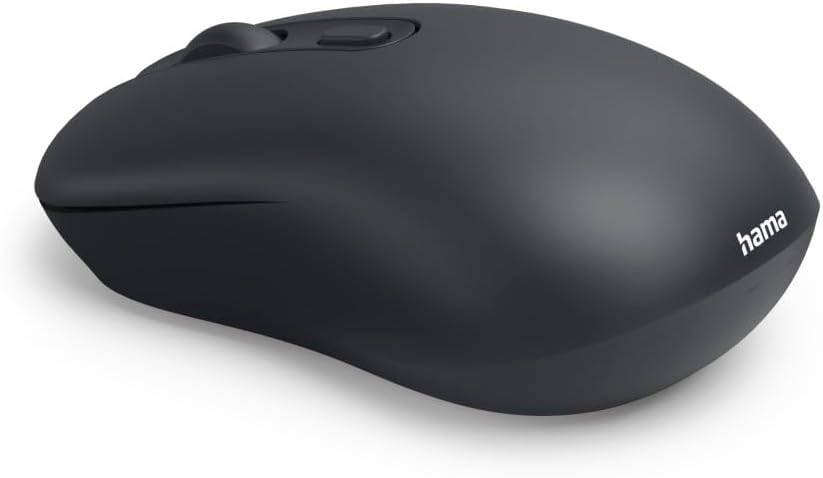 Hama WM-200 Silent Wireless Mouse | 4-Button Optical Mouse | 1000 DPI | 2.4GHz USB Receiver | Ergonomic Ambidextrous Design | Compatible with PC | Laptop | Windows & Mac | Black