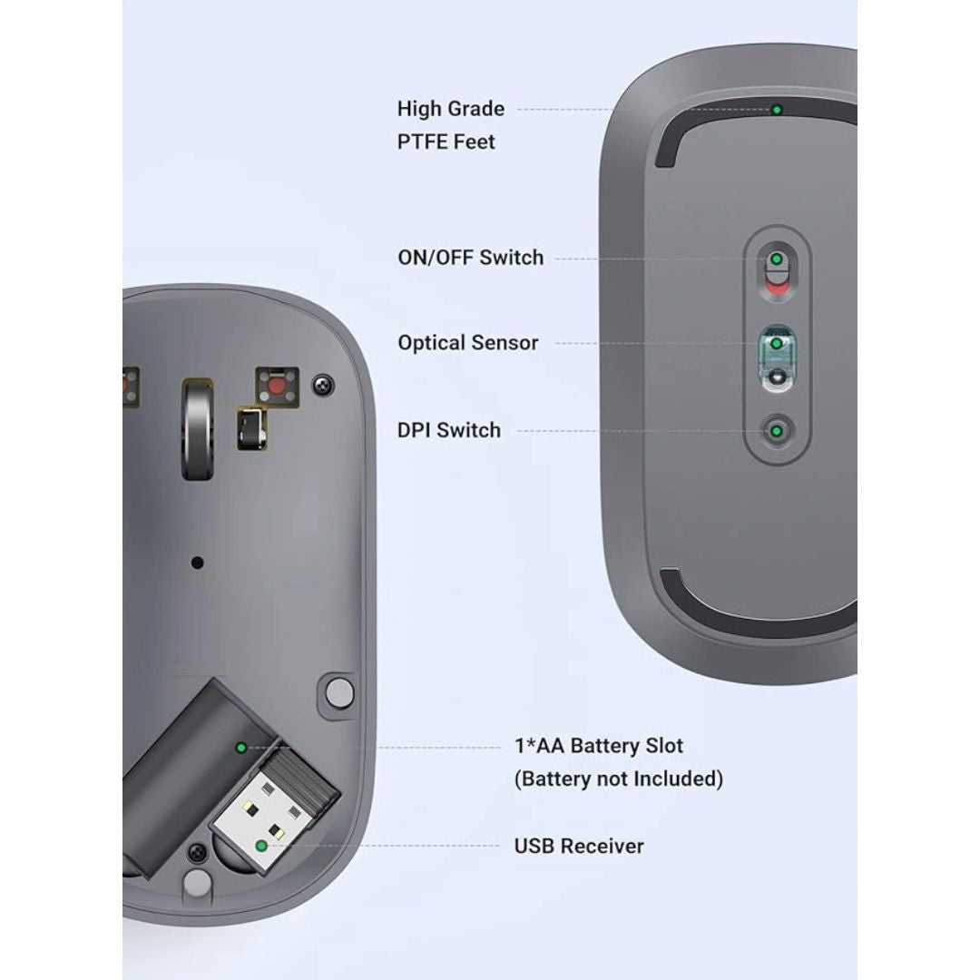 UGREEN MU001 USB Optical Wireless Mouse | Gray