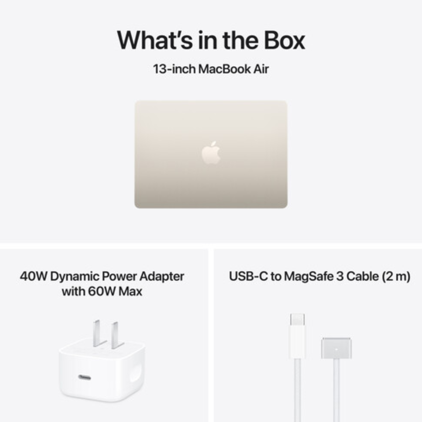 Apple Macbook Air MDHA4LL/A | A3449 | M5 Chip (10 Core) | GPU (8 Core) | RAM 16GB | SSD 512GB | 13.0 (2560 x 1664) | Starlight