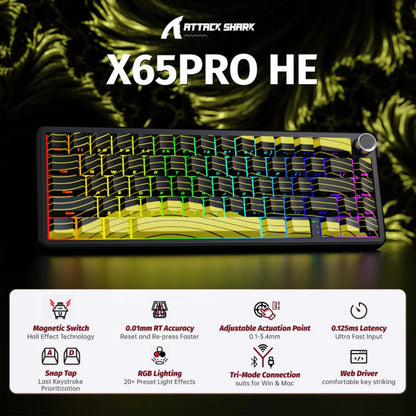 ATTACK SHARK X65 PRO Magnetic Keyboard | Yellow Contours