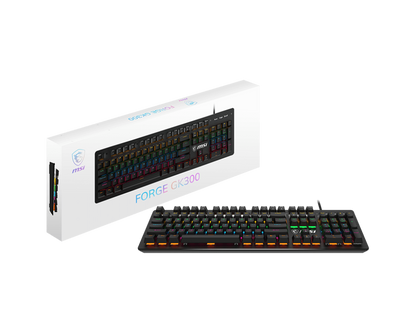 MSI FORGE GK300 Gaming Keyboard | Mechanical Blue Switches | 9-Mode RGB | 26-Key Anti-Ghosting | USB-Wired