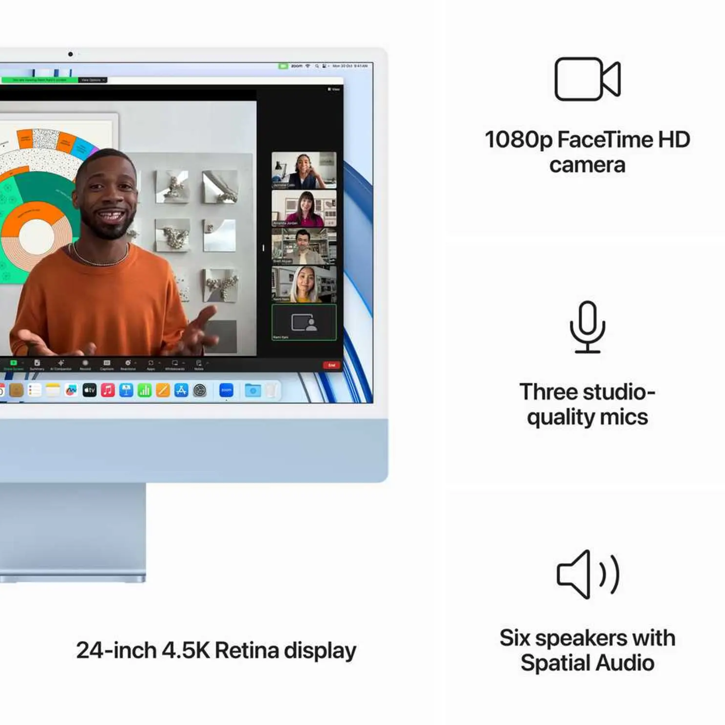 Apple iMac 24 MQRR3AB/A | A2873 | M3 (8 Core) | RAM 8GB | SSD 512GB | GPU (10 Core) | 24 Inch 4.5K Retina display | Blue