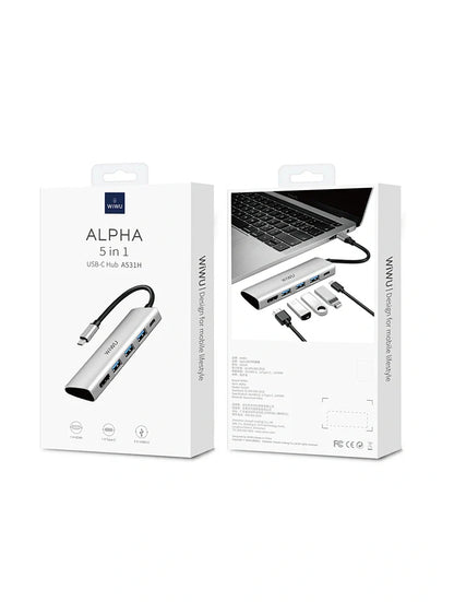 WIWU ALPHA 5 IN 1 USB-C HUB A531H | GRAY