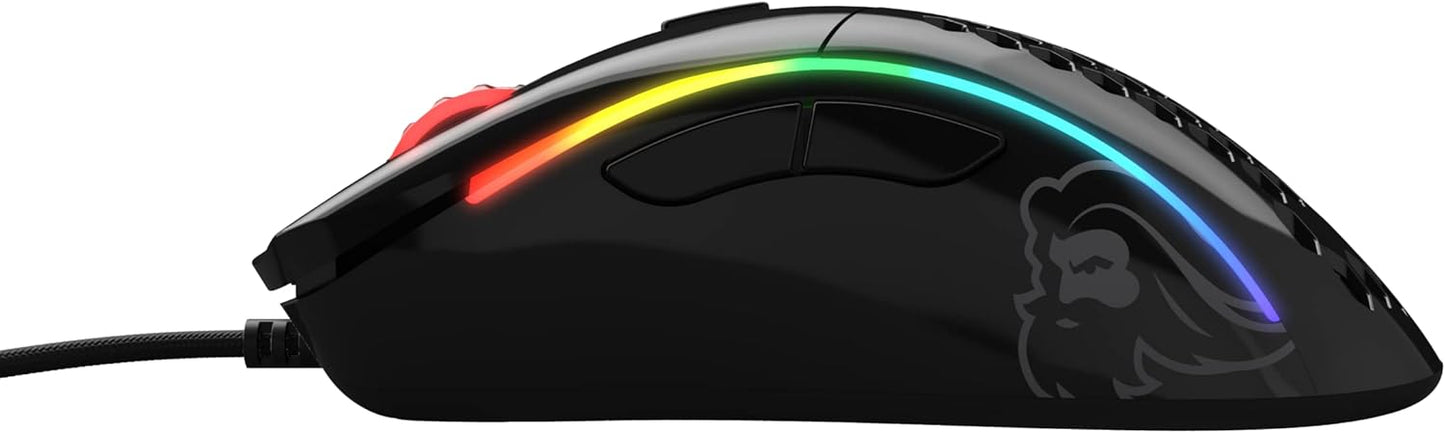 Glorious Model D Gaming Mouse | Ultra-Lightweight 68g Honeycomb RGB Wired Mouse | Ergonomic Right-Hand Design | High Precision Sensor | Ascended Cable | PTFE Feet | Glossy Black