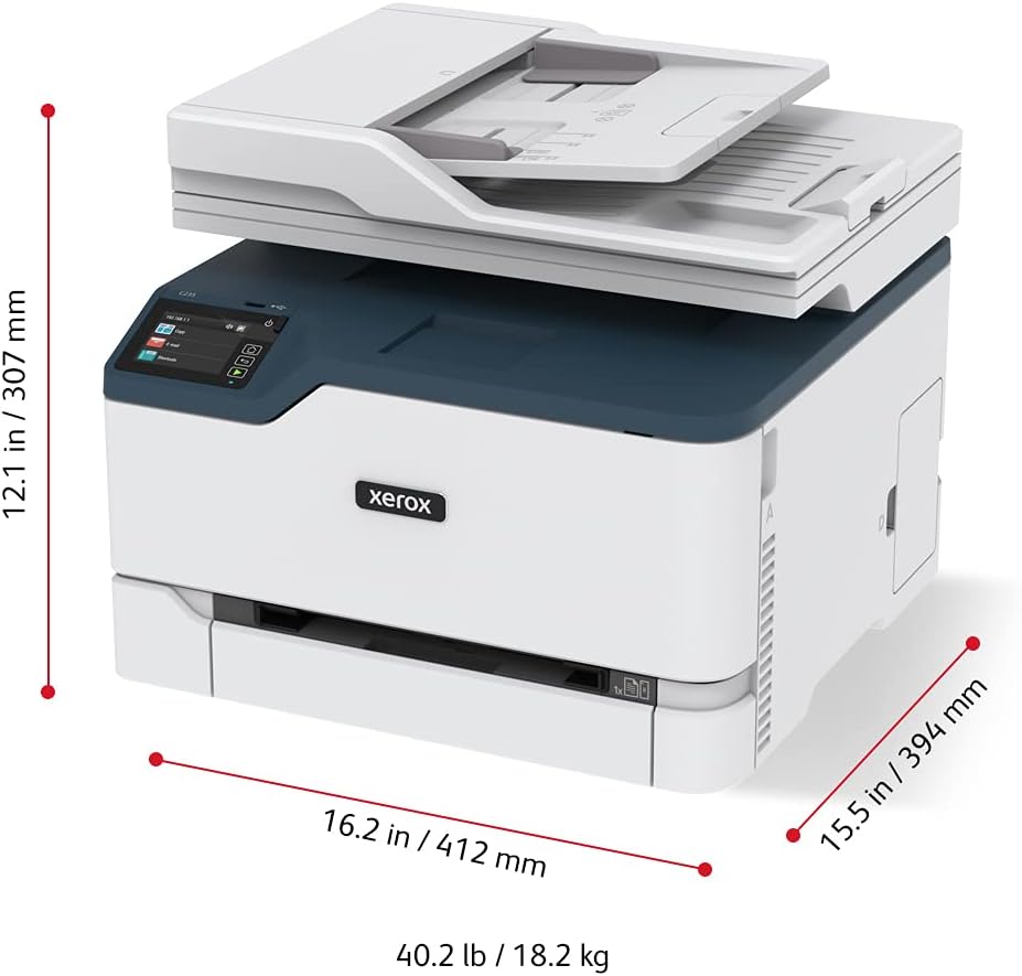 Xerox C235 Color Multifunction Printer — 4-in-1 Laser Printer (Print/Copy/Scan/Fax), Up to 24 ppm, Wireless/Ethernet/USB, Automatic Duplex, ADF, Mobile Printing