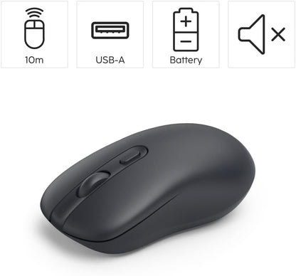 Hama WM-200 Silent Wireless Mouse | 4-Button Optical Mouse | 1000 DPI | 2.4GHz USB Receiver | Ergonomic Ambidextrous Design | Compatible with PC | Laptop | Windows & Mac | Black