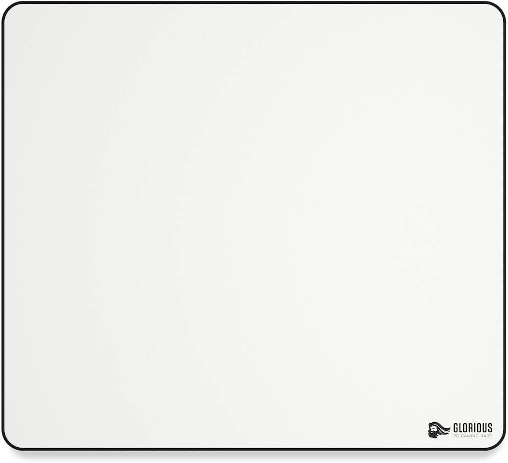 Glorious Large Gaming Mouse Pad 16"x18" | Cloth Mouse Mat with Non-Slip Rubber Base | Stitched Edges | Durable XL Desk Mousepad for Gaming and Office | White