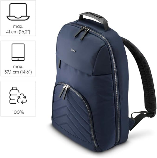 Hama Premium Lightweight Laptop Backpack | Fits 16.2" Laptops | Dark Blue | Eco-Friendly | Padded Compartments
