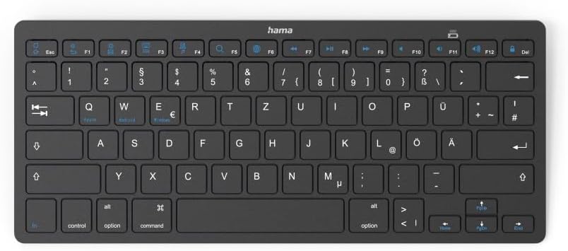 Hama KEY4ALL X510 Bluetooth Keyboard | Black | Compact | QWERTY US Layout | 78 Keys | Scissor Mechanism | for iOS | Android and Windows