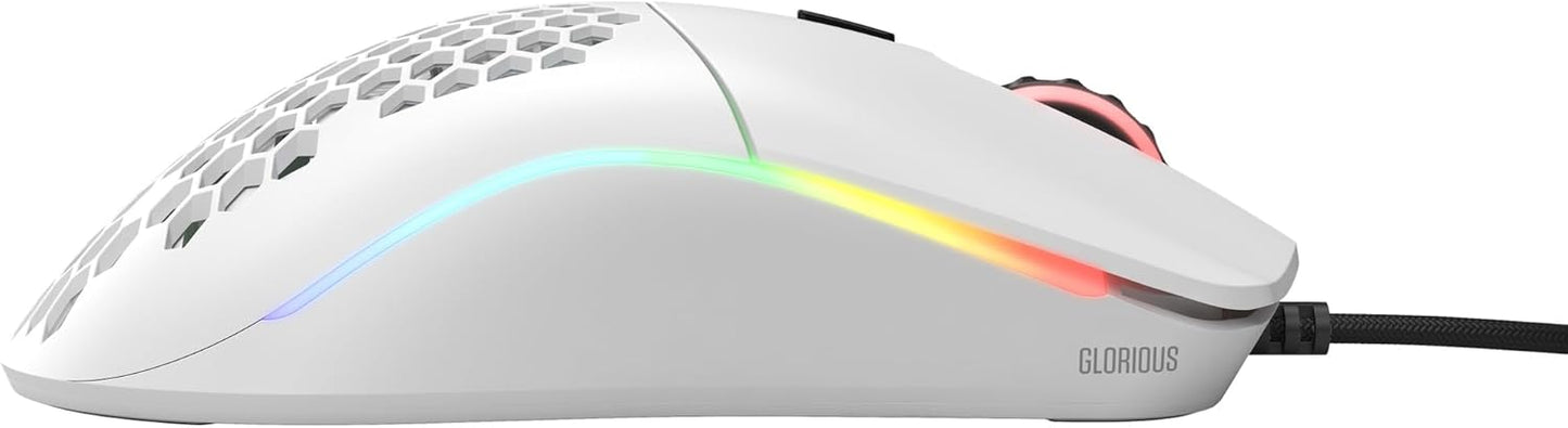 Glorious Model O- (Minus) Wired Gaming Mouse | 58g Superlight | Compact Size | Pixart 3360 Sensor | RGB | Honeycomb Design | Omron Switches | Ambidextrous | Matte White