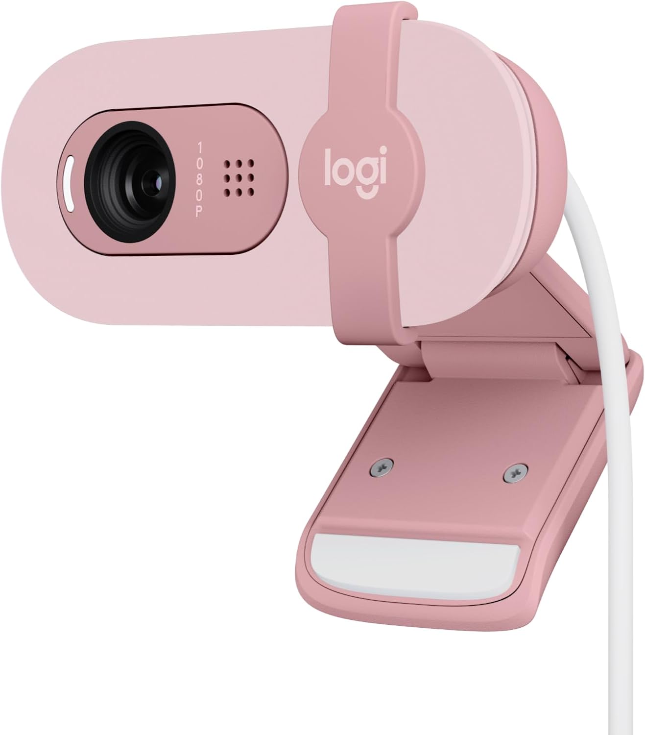 Logitech Brio 100 Full HD 1080p Webcam | Auto-Light Balance | Built-in Mic | Privacy Shutter | USB-A | Rose