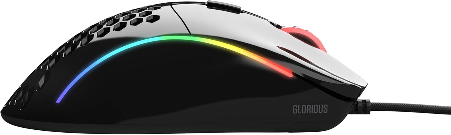 Glorious Model D Gaming Mouse | Ultra-Lightweight 68g Honeycomb RGB Wired Mouse | Ergonomic Right-Hand Design | High Precision Sensor | Ascended Cable | PTFE Feet | Glossy Black
