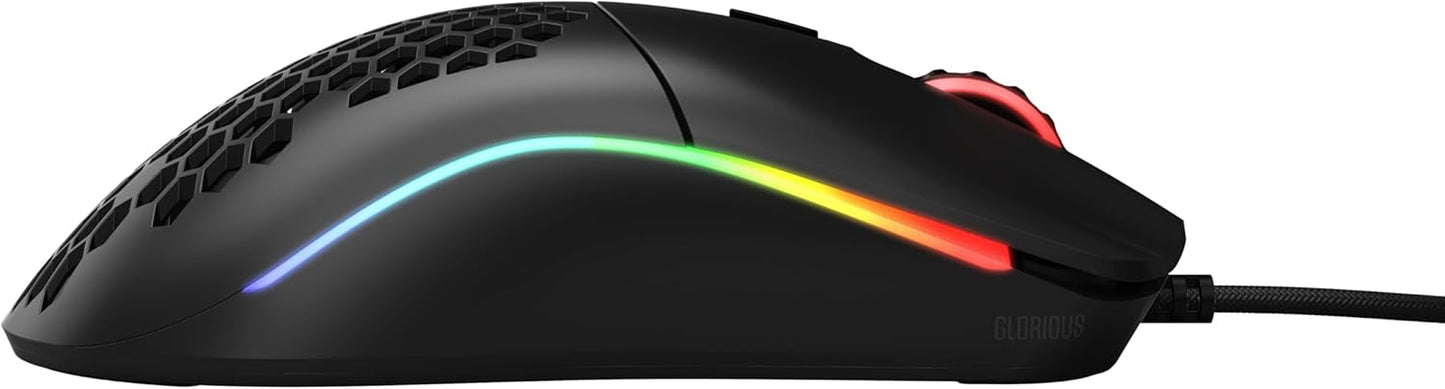 Glorious Model O Wired Gaming Mouse | 67g Ultra-Lightweight | Pixart 3360 Sensor | RGB Lighting | Honeycomb Design | Omron Switches | Ambidextrous | Matte Black