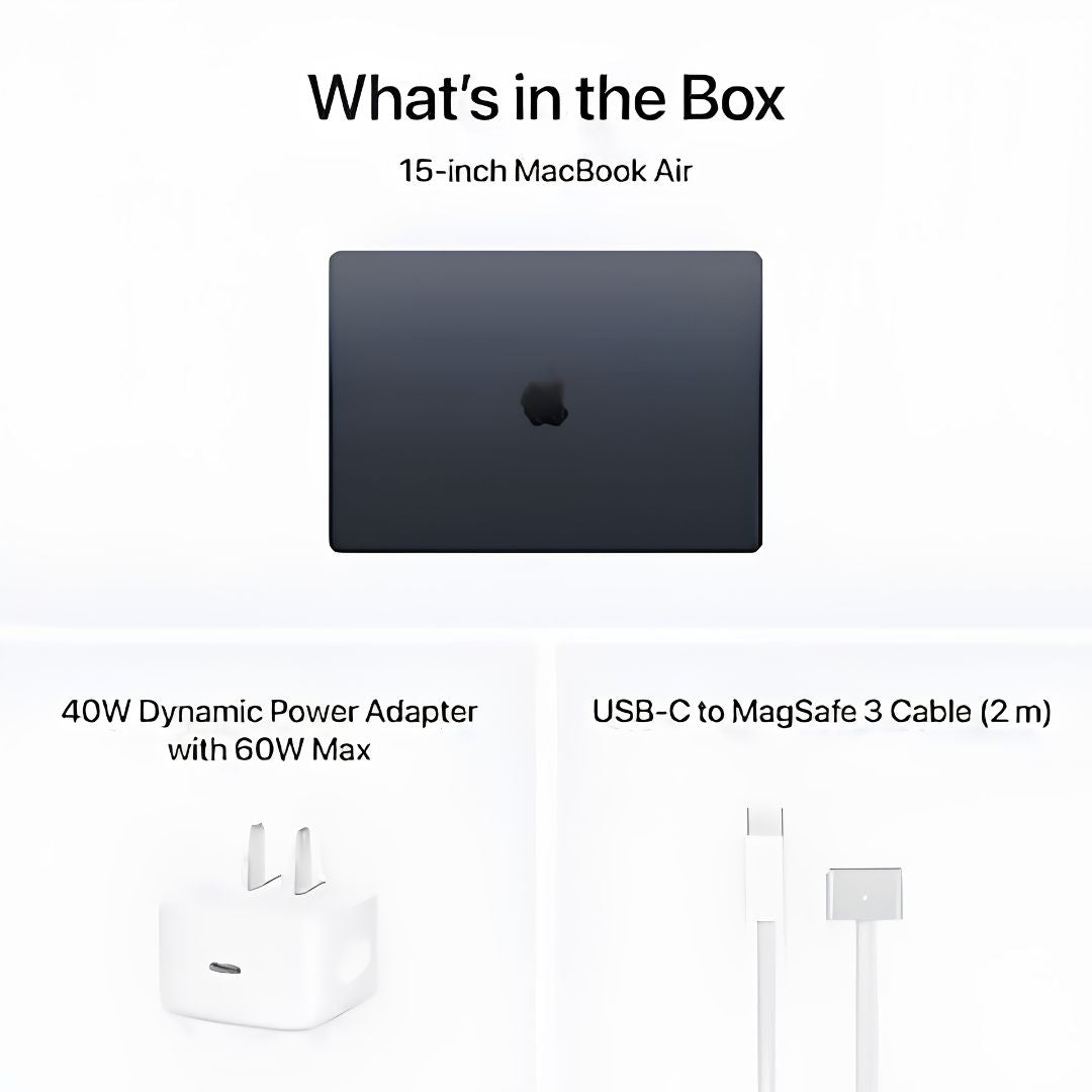 Apple Macbook Air MDVH4AB/A | A3448 | M5 Chip (10 Core) | GPU (8 Core) | RAM 16GB | SSD 512GB | 15.0 (2880 x 1864) | Midnight