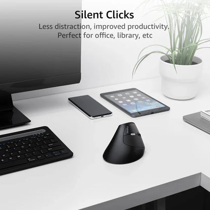 Rapoo EV250 Wireless Ergonomic Vertical Mouse | 2.4GHz Silent Click Optical Mouse | Adjustable 800-1600 DPI | 6 Buttons | Nano USB Receiver | Up to 9-Month Battery Life | Ergonomic Right-Hand Design for PC & Laptop