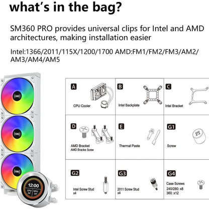 SAMA SM360 PRO ARGB Liquid CPU Cooler | White