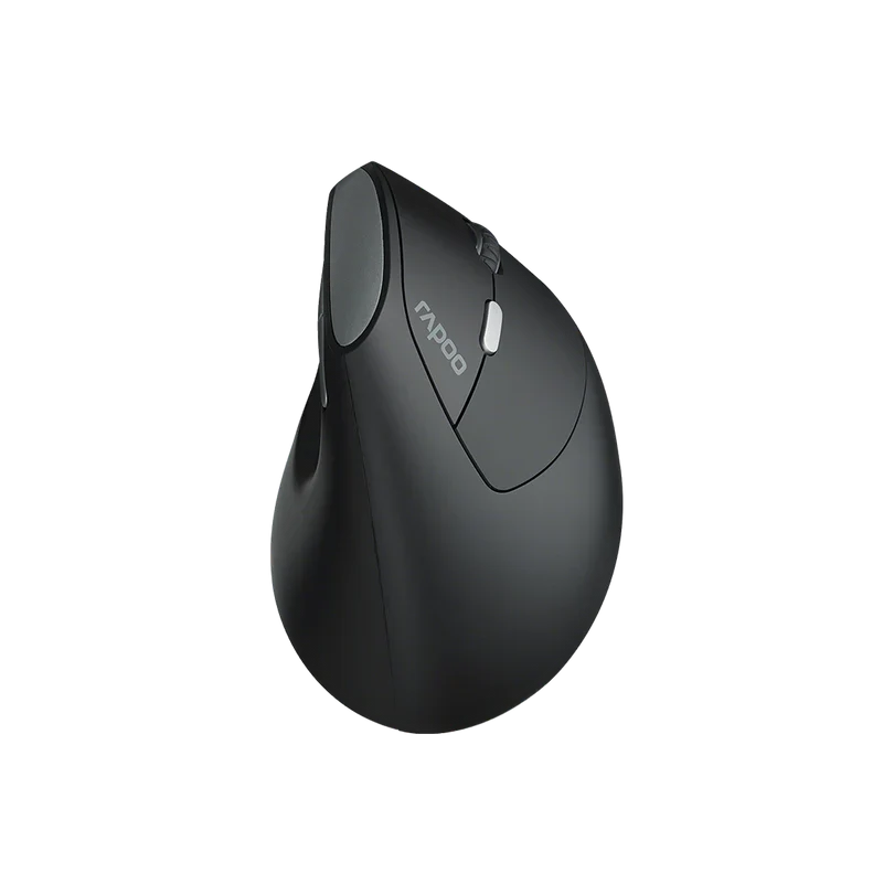 Rapoo EV250 Wireless Ergonomic Vertical Mouse | 2.4GHz Silent Click Optical Mouse | Adjustable 800-1600 DPI | 6 Buttons | Nano USB Receiver | Up to 9-Month Battery Life | Ergonomic Right-Hand Design for PC & Laptop