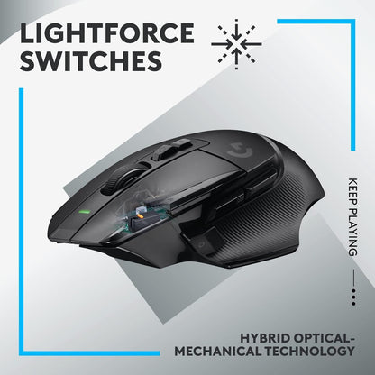 Logitech G502 X LIGHTSPEED Wireless Gaming Mouse – LIGHTFORCE Hybrid Switches, HERO 25K Sensor - 13 Programmable Buttons - 140-Hour Battery Life