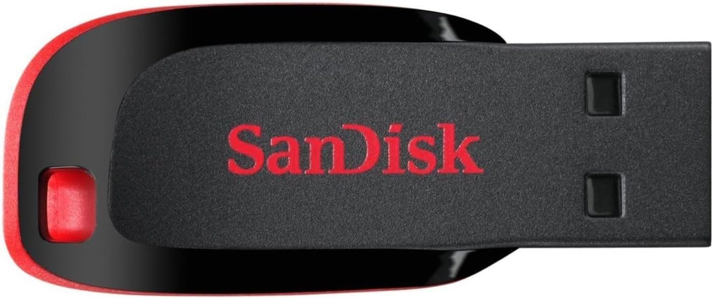 SanDisk Cruzer Blade USB 2.0 Flash Drive 32GB (SDCZ50-032G-B35) – Compact Design, Plug-and-Play, Black/Red
