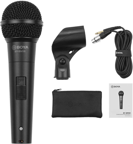 BOYA BY-BM58 Dynamic Wired Handheld Microphone | Cardioid XLR Mic for Live Performance | Podcasting & Public Speaking
