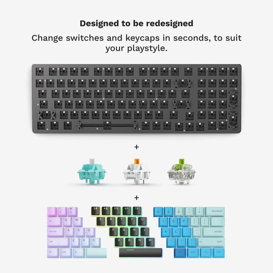 Glorious GMMK Mechanical Gaming Keyboard | Hot Swappable RGB Wired Keyboard | Modular Design | Full Size / TKL / Compact 60% | Custom Switch Support (Cherry | Gateron | Kailh) | N-Key Rollover