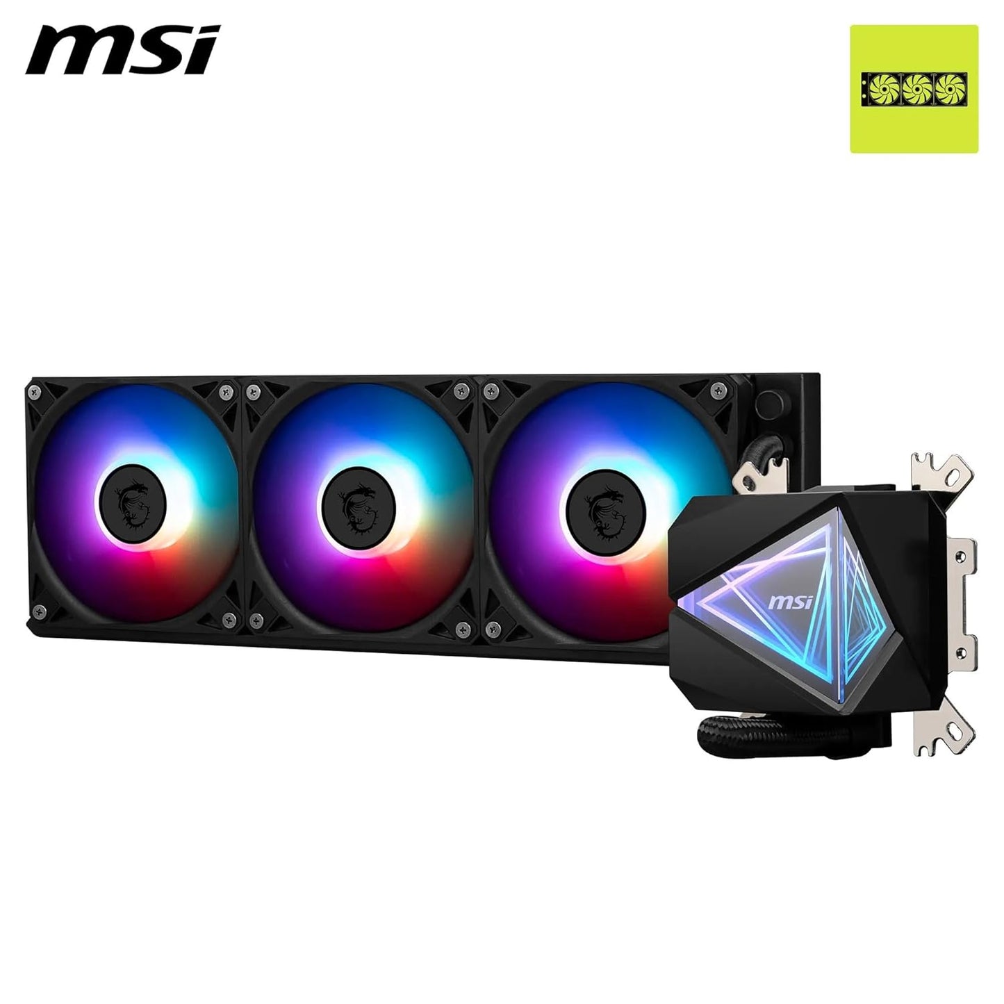 MSI MAG CORELIQUID I360 AIO CPU Liquid Cooler | Enlarged Copper Cold Plate | ARGB Blockhead & LDB Fans | Dual-Chamber Water Block | Split-Flow Radiator | Mystic Light Supported | Intel & AMD Compatible