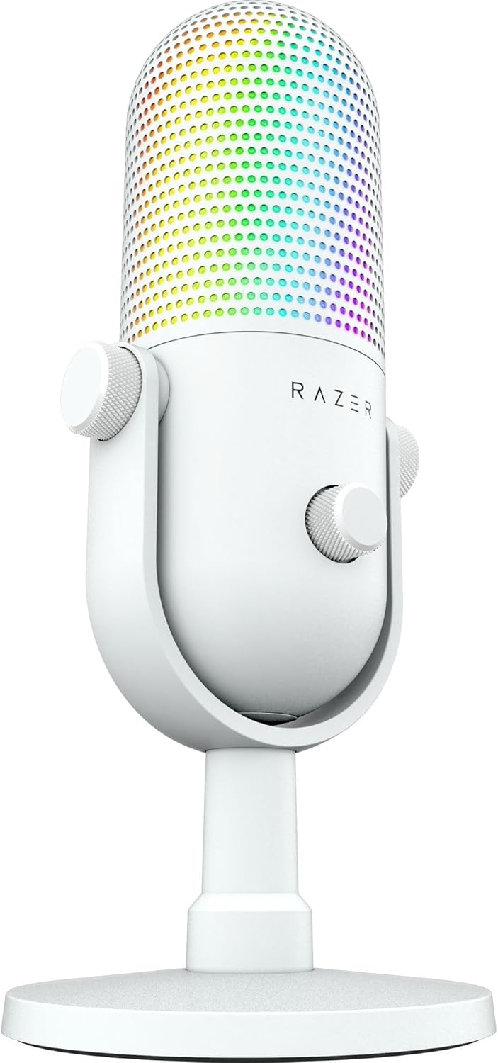 Razer Seiren V3 Chroma RGB USB Microphone | Supercardioid Condenser Mic | Tap-to-Mute Sensor | Stream-Reactive Chroma RGB | 96kHz/24-bit