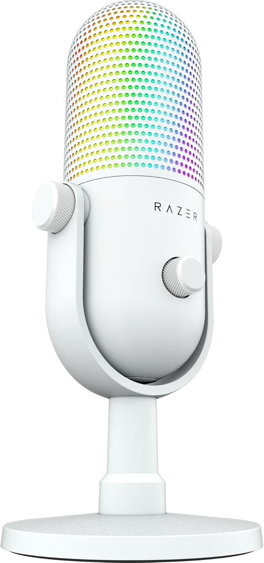 Razer Seiren V3 Chroma RGB USB Microphone | Supercardioid Condenser Mic | Tap-to-Mute Sensor | Stream-Reactive Chroma RGB | 96kHz/24-bit