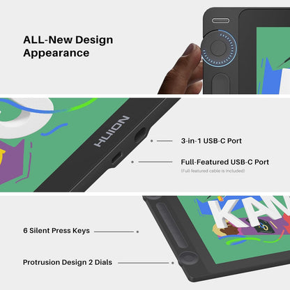 Huion Kamvas 16 (Gen 3) | 15.8″ 2.5K QHD Pen Display | Nano-Etched Canvas Glass | PenTech 4.0 | Dual Dials | 99% sRGB