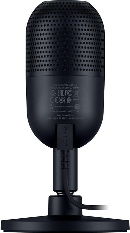 Razer Seiren V3 Mini USB Microphone: Condenser Mic | Supercardioid Pickup Pattern | Tap-to-Mute Sensor with LED Indicator | Shock Absorber | Ultra Compact | PC | Discord | OBS Studio | XSplit | Black