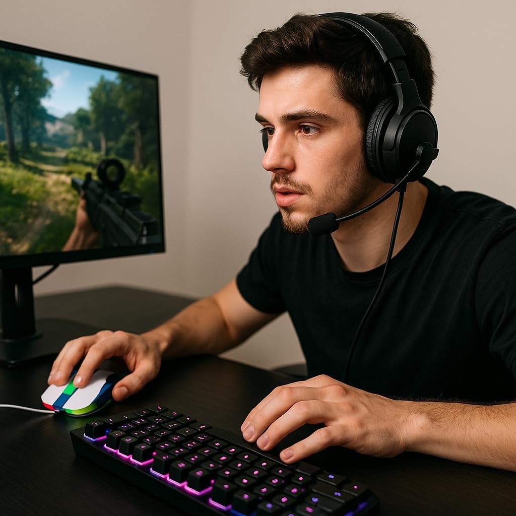 XtrickMe GM-227 Wired Gaming Mouse with 7 Color Backlit | Ergonomic Design | 6 Buttons | 4 Adjustable DPI Levels