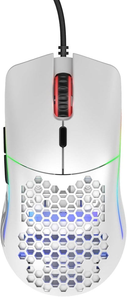 Glorious Model O- (Minus) Wired Gaming Mouse | 58g Superlight | Compact Size | Pixart 3360 Sensor | RGB | Honeycomb Design | Omron Switches | Ambidextrous | Matte White