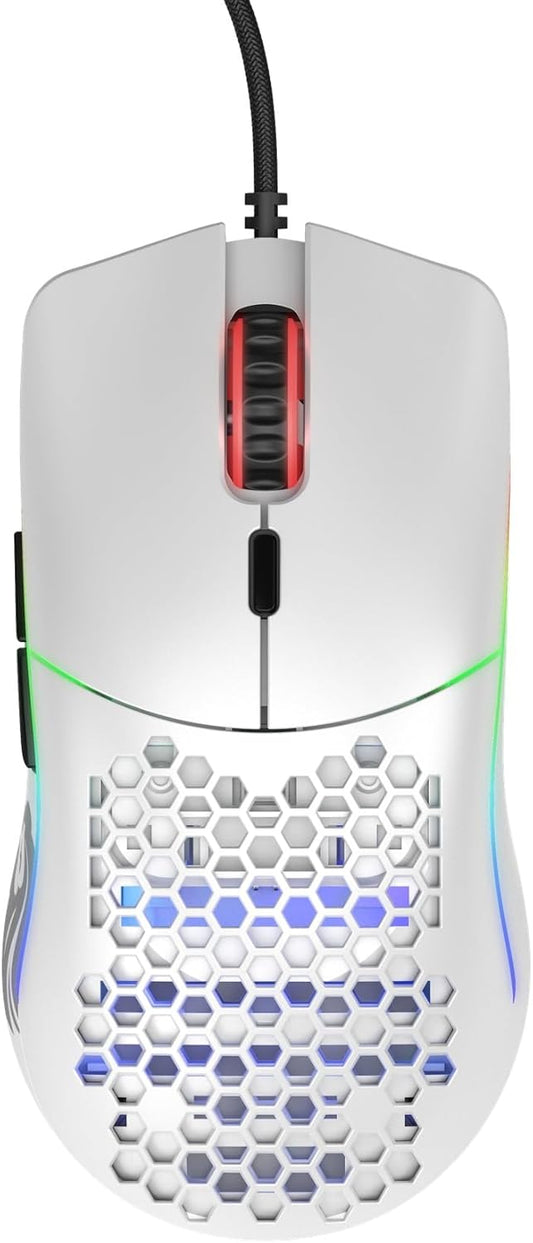 Glorious Model O- (Minus) Wired Gaming Mouse | 58g Superlight | Compact Size | Pixart 3360 Sensor | RGB | Honeycomb Design | Omron Switches | Ambidextrous | Matte White