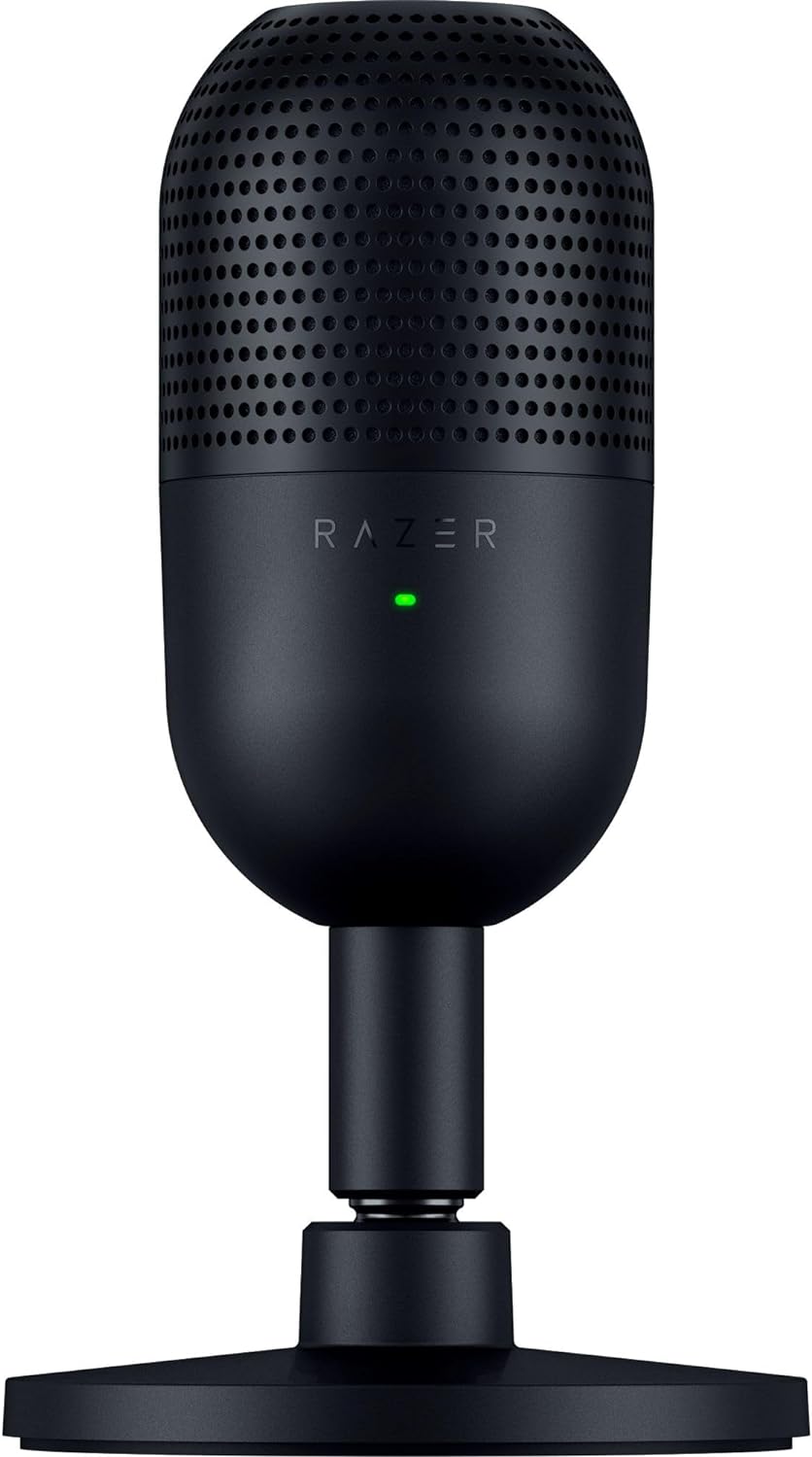 Razer Seiren V3 Mini USB Microphone: Condenser Mic | Supercardioid Pickup Pattern | Tap-to-Mute Sensor with LED Indicator | Shock Absorber | Ultra Compact | PC | Discord | OBS Studio | XSplit | Black