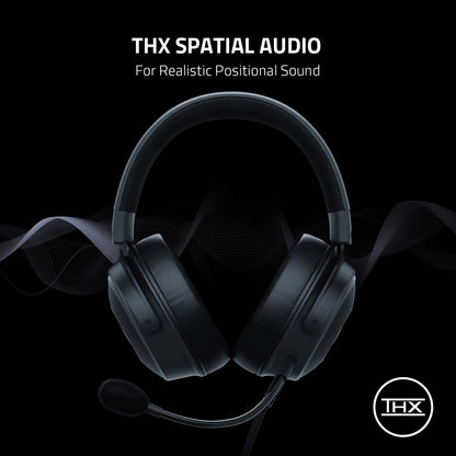 Razer Kraken V3 – Wired USB Gaming Headset with THX Spatial Audio, TriForce 50mm Drivers, Chroma RGB, and Oval Memory Foam Cushions