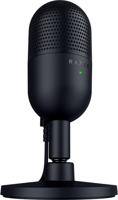 Razer Seiren V3 Mini USB Microphone: Condenser Mic | Supercardioid Pickup Pattern | Tap-to-Mute Sensor with LED Indicator | Shock Absorber | Ultra Compact | PC | Discord | OBS Studio | XSplit | Black