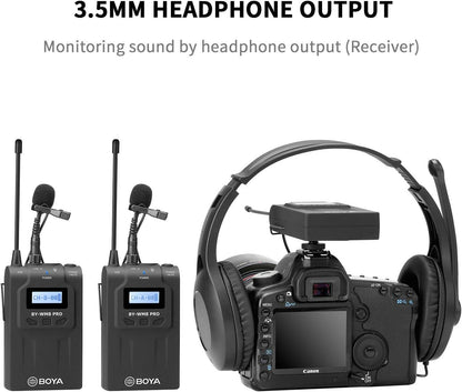 BOYA BY‑WM8 Pro-K2 UHF Dual-Channel Wireless Microphone System | 48‑Channel Receiver | Handheld + Lavalier | LCD | Headphone Jack