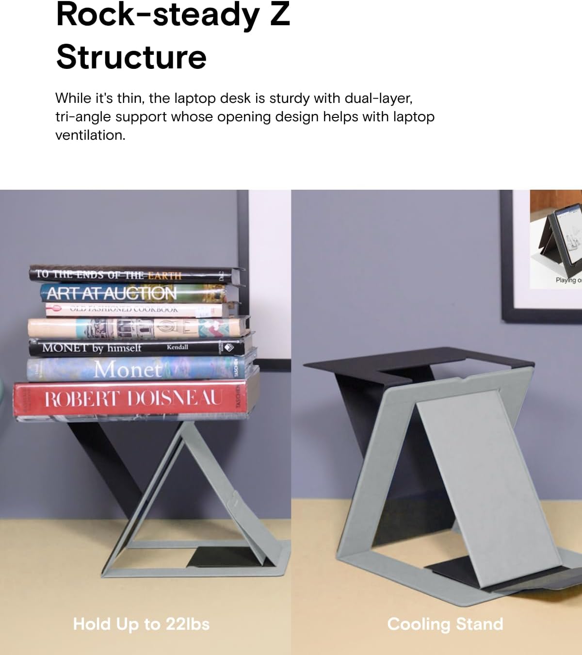 MOFT Folding Laptop Stand Lap Desk | Portable & Mini Computer Stand Laptop Desk for Travel and Home Office | Ergonomic Design with Adjustable Viewing Angles | Lightweight Computer Cooling Riser
