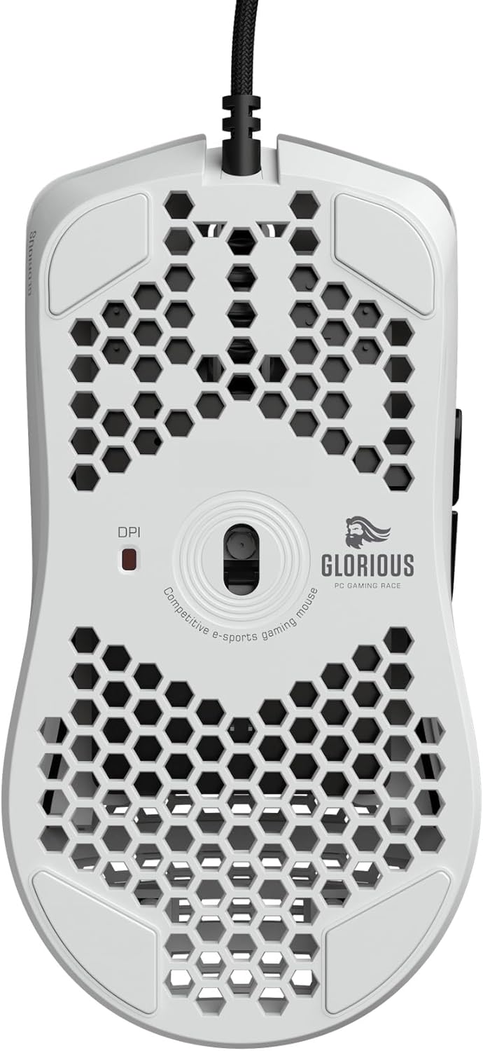 Glorious Model O- (Minus) Wired Gaming Mouse | 58g Superlight | Compact Size | Pixart 3360 Sensor | RGB | Honeycomb Design | Omron Switches | Ambidextrous | Matte White