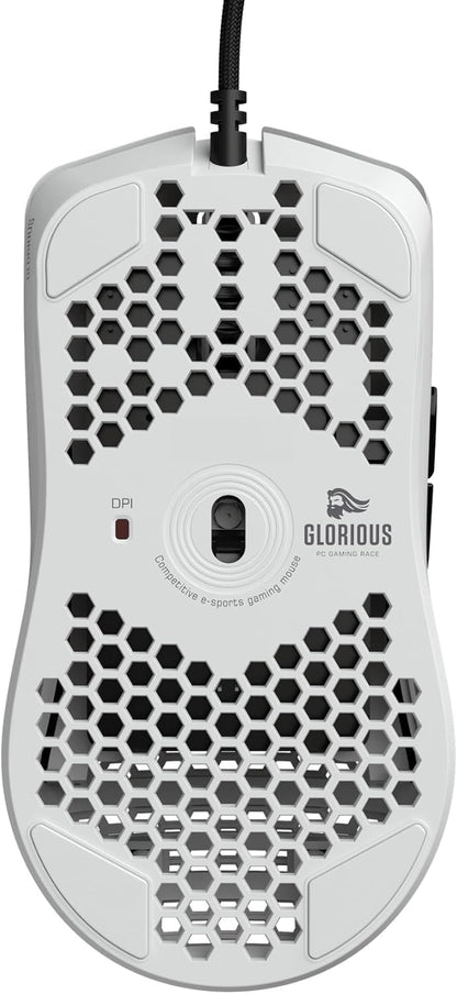 Glorious Model O- (Minus) Wired Gaming Mouse | 58g Superlight | Compact Size | Pixart 3360 Sensor | RGB | Honeycomb Design | Omron Switches | Ambidextrous | Matte White