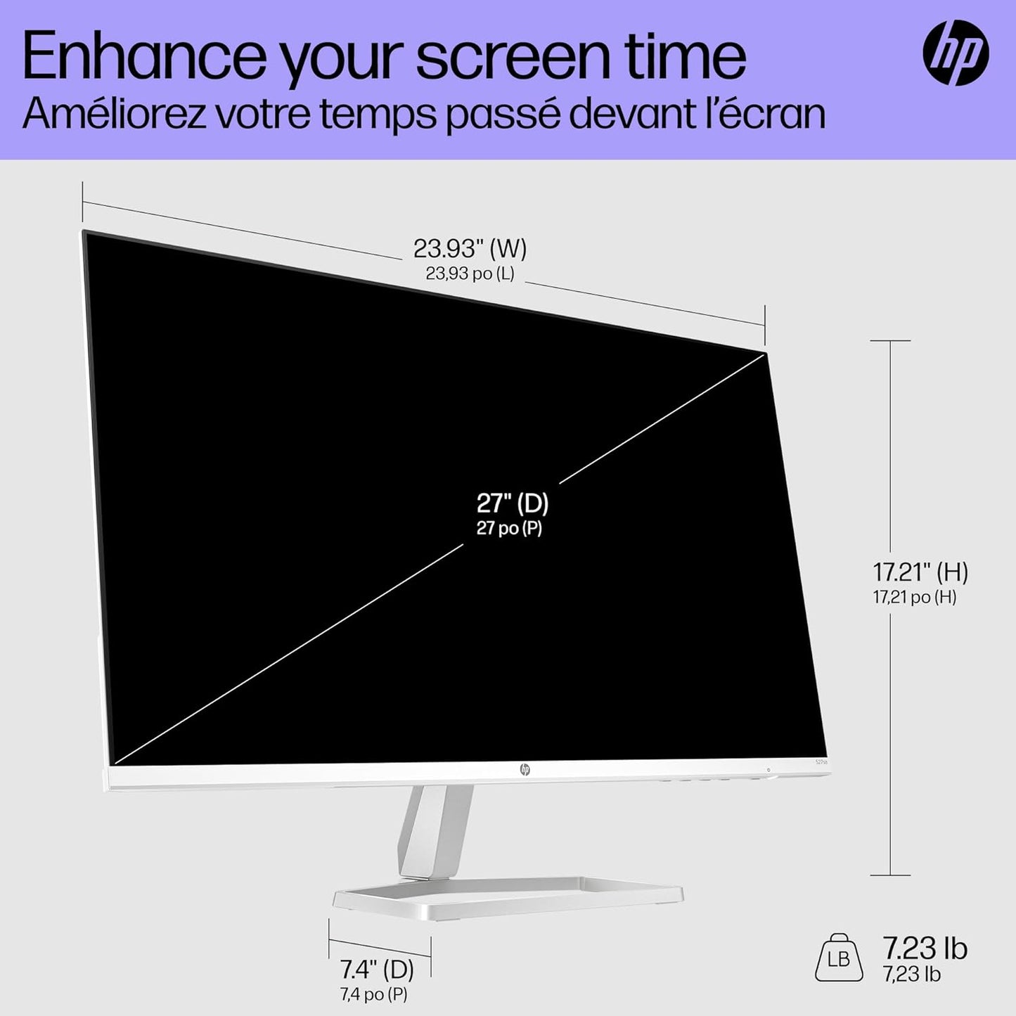 HP Series 5 27" FHD White Monitor | 527sw (94F46AS) | IPS Panel | 100Hz | 99% sRGB | HDMI & VGA | Eye Ease | Tilt Stand