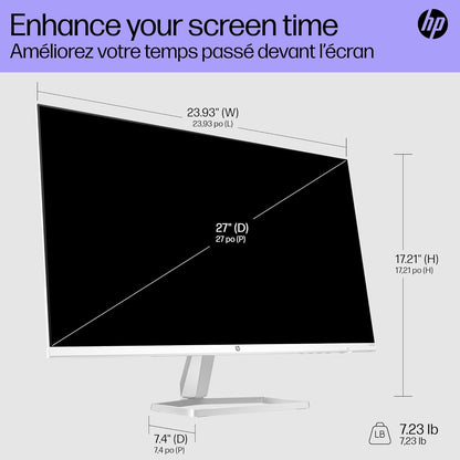 HP Series 5 27" FHD White Monitor | 527sw (94F46AS) | IPS Panel | 100Hz | 99% sRGB | HDMI & VGA | Eye Ease | Tilt Stand
