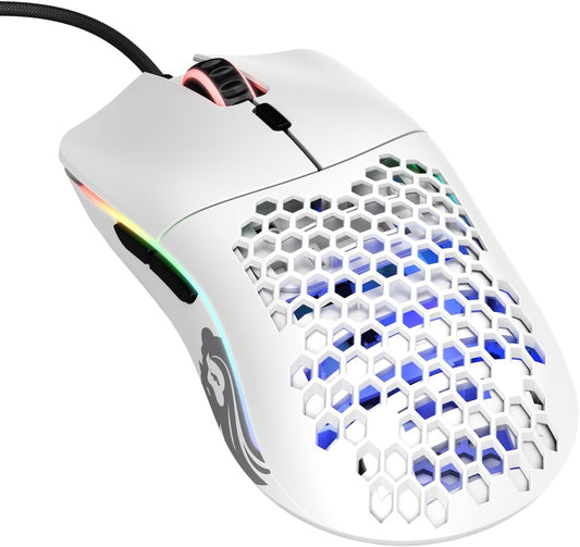 Glorious Model O- (Minus) Wired Gaming Mouse | 58g Superlight | Compact Size | Pixart 3360 Sensor | RGB | Honeycomb Design | Omron Switches | Ambidextrous | Matte White