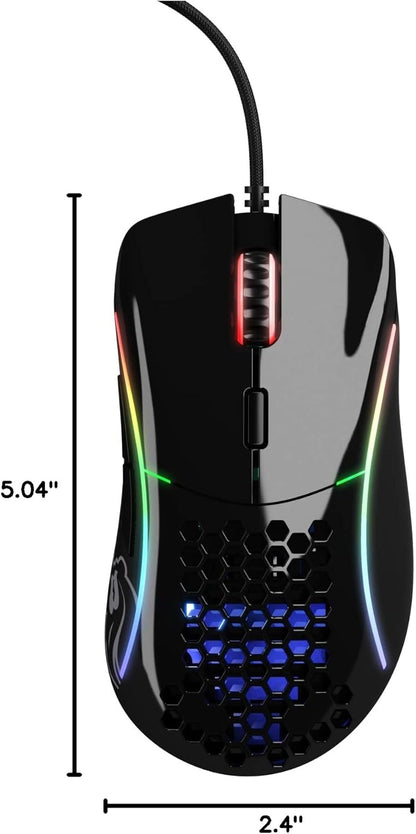 Glorious Model D Gaming Mouse | Ultra-Lightweight 68g Honeycomb RGB Wired Mouse | Ergonomic Right-Hand Design | High Precision Sensor | Ascended Cable | PTFE Feet | Glossy Black