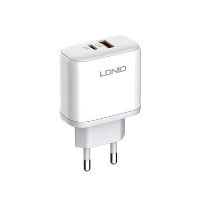 LDNIO A2526C 45W Dual USB Fast Charger (USB‑C PD + USB‑A QC4.0) | Power Delivery & Quick Charge | Compact Wall Charger with Dual Ports